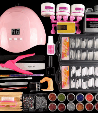 1 Acrylic Nail Kit With Lamp Dryer Full Manicure Set for Acrylic Powder Brush Tool Professional Nail Accessories Nail Art Kits Set