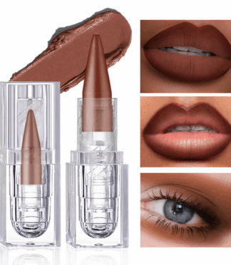 1 Long-lasting Transparent Tube Matte Lip Liner Lipstick - 2 in 1 Lipstick for Dark Lips, Beauty Makeup