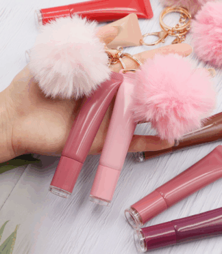 1 Keychain Donut Lip Balm Gloss New Design Strawberry Key Chain Set Moisturizing Vegan Lip Gloss