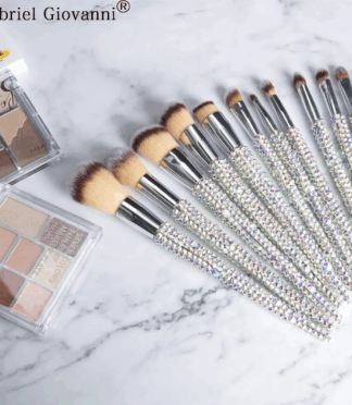 12Pcs Crystal Cosmetics Brush High Quality Diamond Bling Colorful Fancy Rhinestone Unique Personality Gift Makeup Brush Set