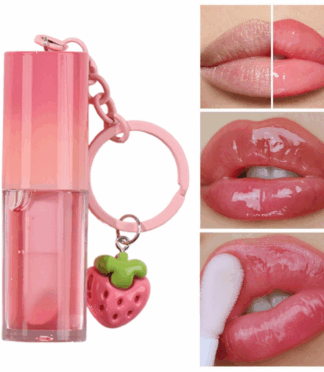1 Cute Lipgloss Peach Lip Gloss Charm Keychain Chain Lip Oil Moisturizing Lip Cosmetics