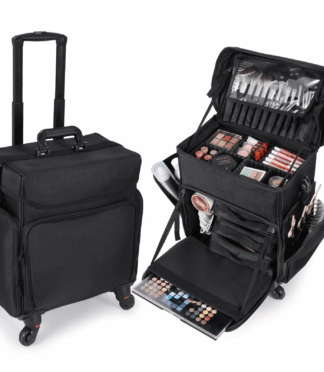 1 Beauty Make up Bag Soft-sided Nylon Rolling Makeup Case Soft Rolling Makeup Trolley Bag