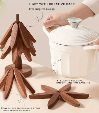 1 pcs Dishes Pot Bowl High Quality Tree Coasters Wooden Trivet Set for Hot