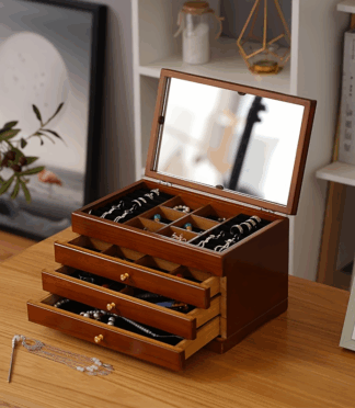 1 pcs Packaging Necklace Ring Earring Display Organizer Luxury Matt MDF Wooden Jewelry Set Box