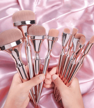 9 Pcs Rose Gold Handle Makeup Brushes Soft Hair Professional Facial Beauty Concealer