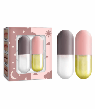 2pcs Mini Deep Moisturizing Lip Plumper Oil Set Natural Waterproof Lip Balm with Vitamin E Ingredient Liquid Form