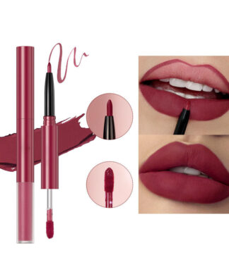 2 in 1 Waterproof Makeup Matte Lip Gloss Cosmetic Retractable Lip Liner
