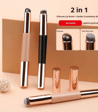 2-in-1 Multi-Functional Double-Headed Silicone Lip Brush Synthetic Hair Cover Concealer and Patting Glue Lipstick Beauty Tool
