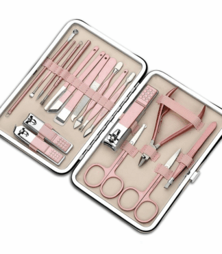 18 Piece Rose Gold Stainless Steel Nail Clippers Cutter Kit Nail Care Manicure Set