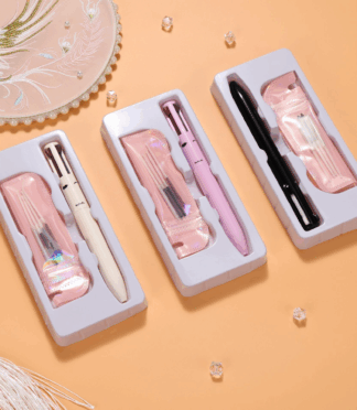 Multifunctional High-Gloss Lip Liner Pencil Waterproof Eyeliner Eyebrow Pencil Silkworm Design Makeup Gift Sets