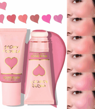 2-in-1 Liquid Cream Blush Multi-Use Long Lasting Sponge Blush High Pigment Makeup for Cheeks and Lips