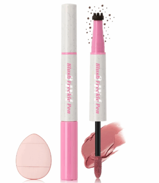 2 in 1 Waterproof Freckles Blush Pen Light Brown Freckles Stamp and Soft Pink Liquid Blush for Face Makeup