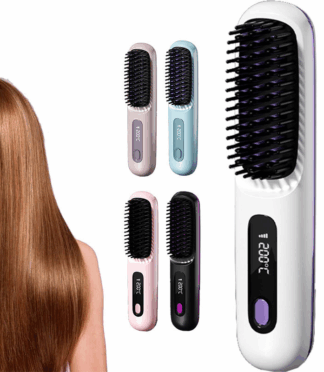 2-in-1 Hot Comb Rechargeable Heating Hair Straight Comb Electric Cordless Hair Style Brush Portable Mini Hair Straightener Brush