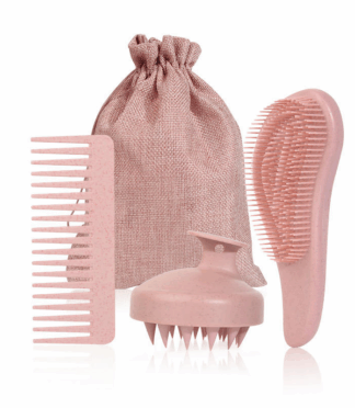 Wheat Straw Detangler Brush with Paddle and Vent Nylon Bristles Detangling Brush Set for and Dry Hair