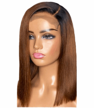 European and American Wig Africa Black Brown Gradient in Short Straight Hair Synthetic Fiber High Temperature Silk Hair Set