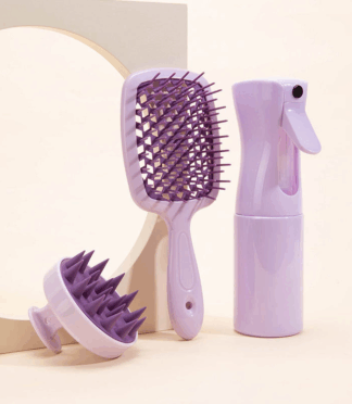 Scalp Massager Comb Spray Bottle Silicone Hair Straightener Brush Comb Set Washing Hair Brush
