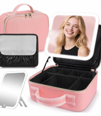 New Luxury Travel Led Cosmetic Bag Makeup case Make up Bag Organizer with Led Light Mirror